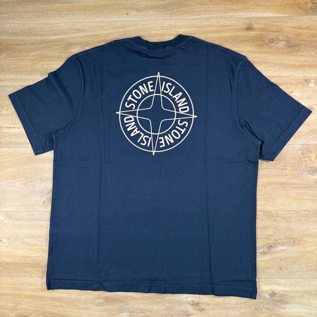Stone Island Outline Compass Print T-Shirt in Navy