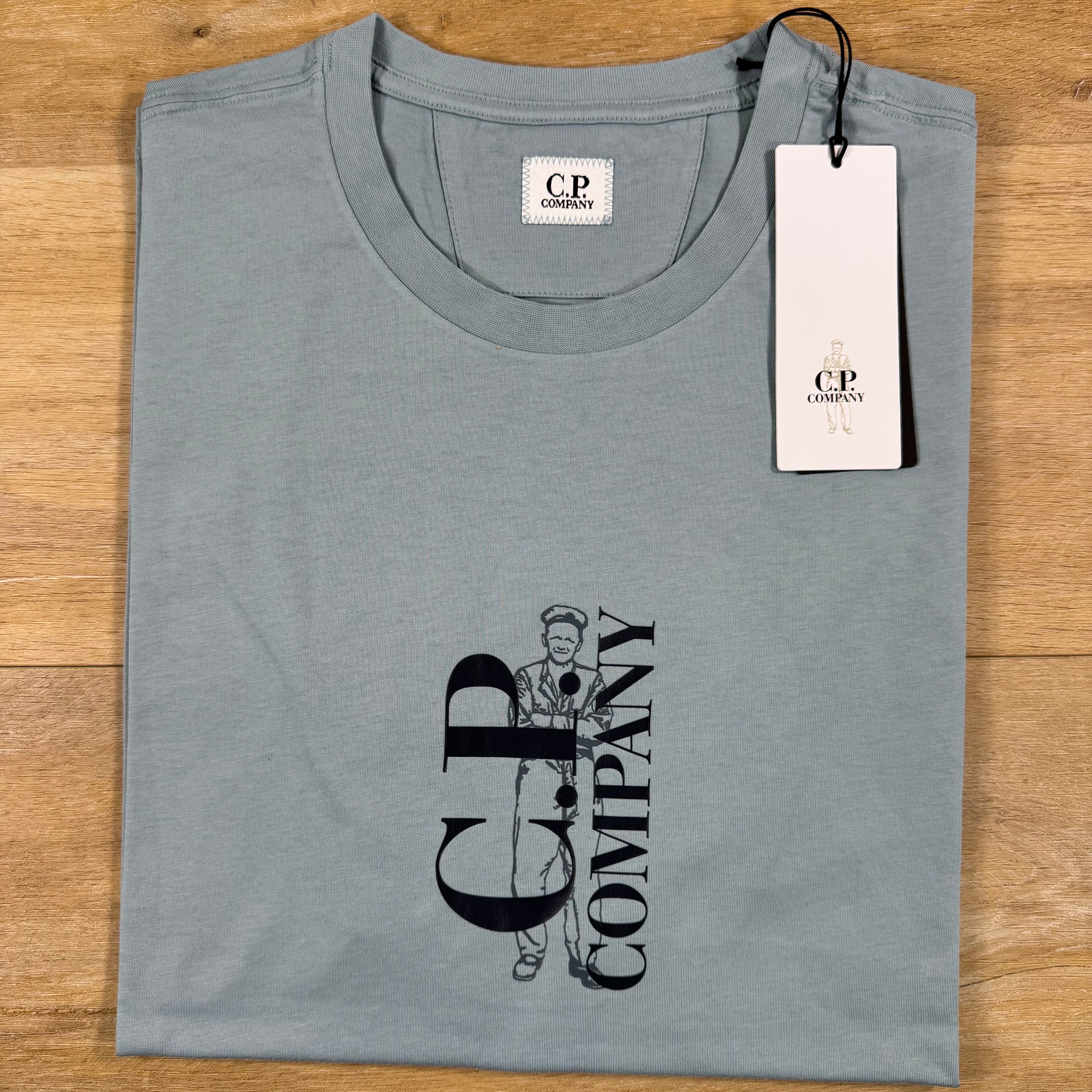 C.P. Company 30/1 Jersey T-Shirt in Silver Blue