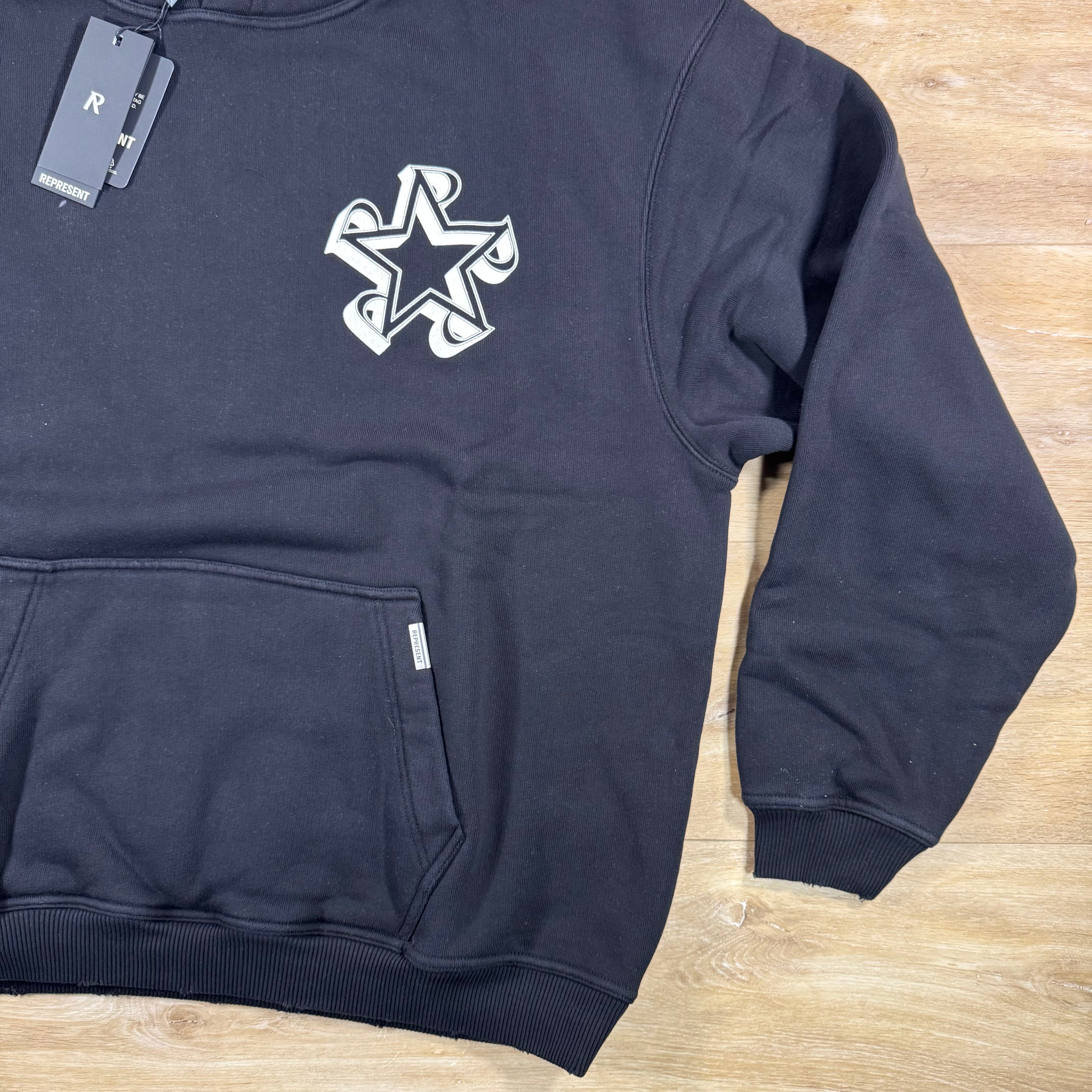 Represent Initial Star Hoodie in Jet Black