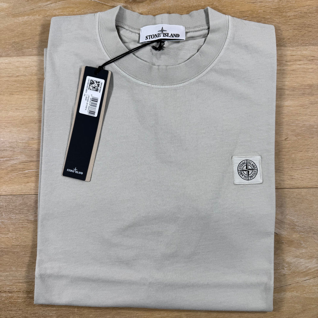 Stone Island Combed Organic Patch Logo T-Shirt in Pearl Grey