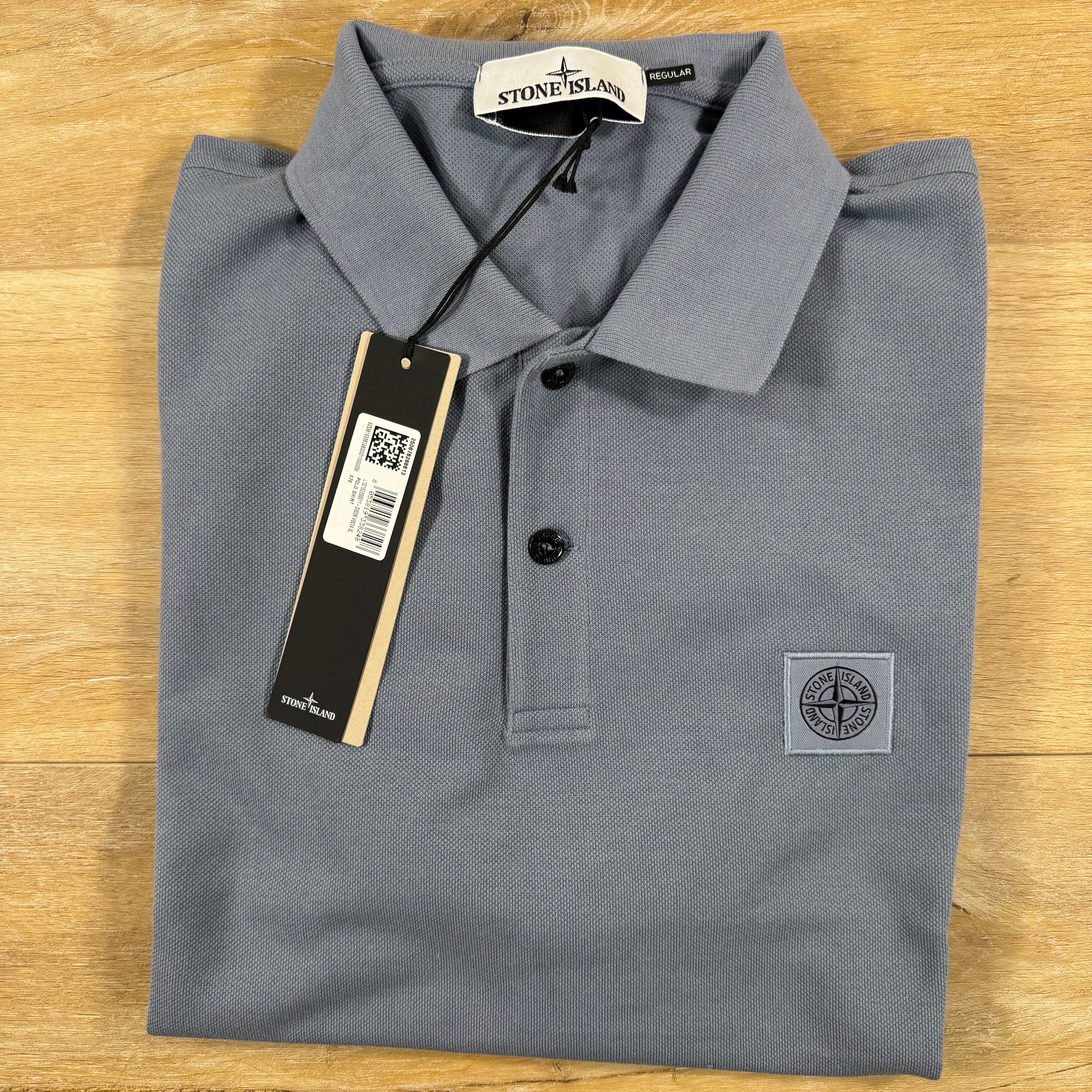 Stone Island Regular Fit Patch Logo Polo Shirt in Avio Blue