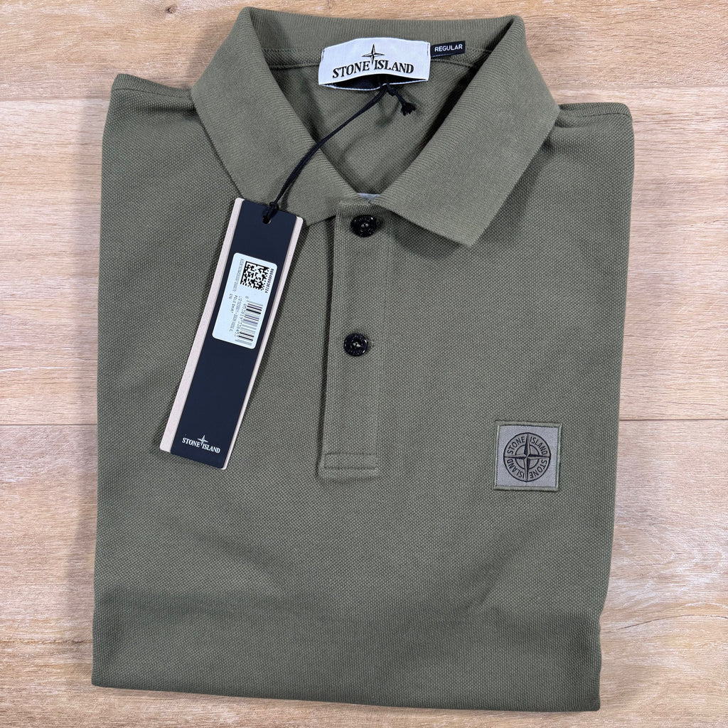 Stone Island Regular Fit Patch Logo Polo Shirt in Military Green