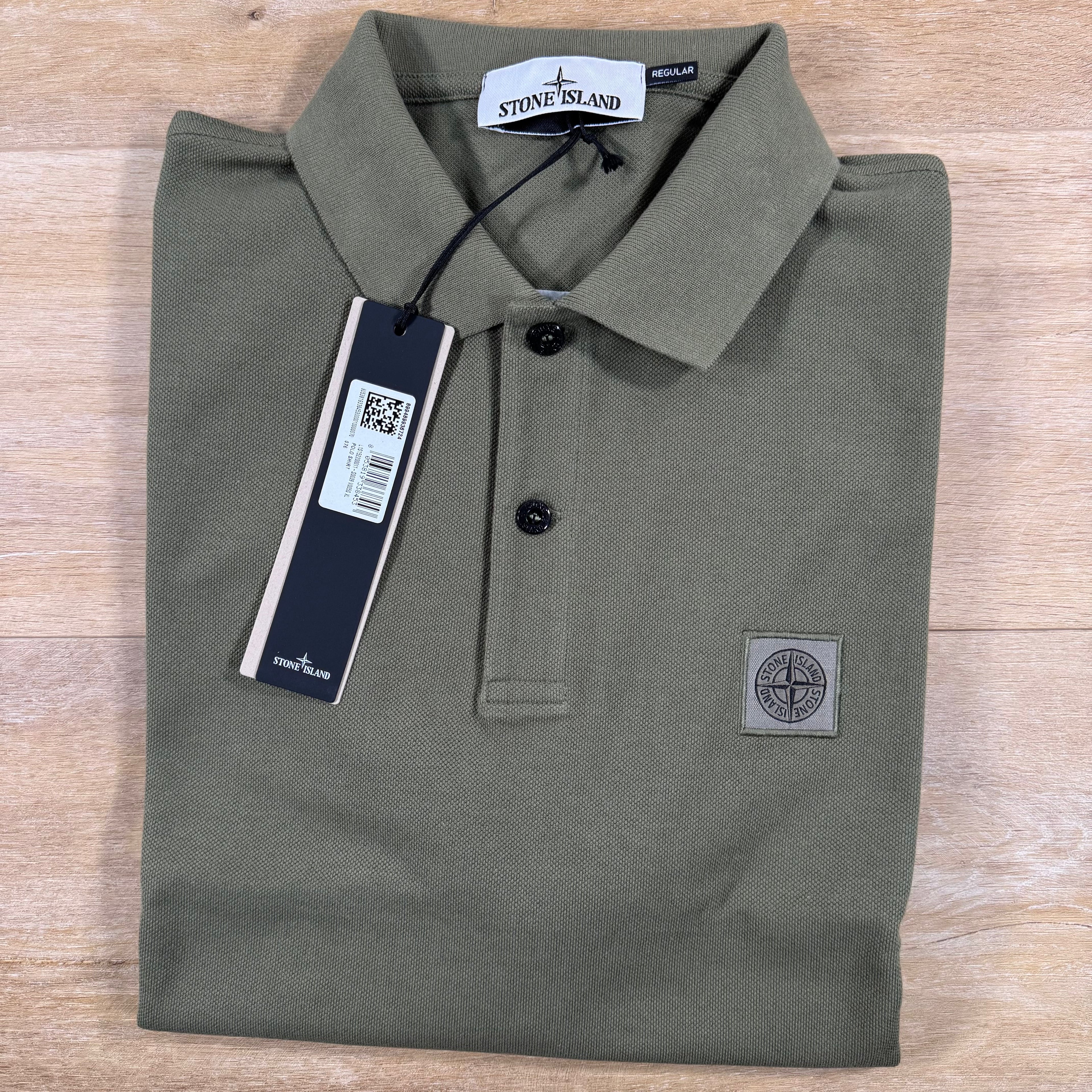 Stone Island Regular Fit Patch Logo Polo Shirt in Military Green