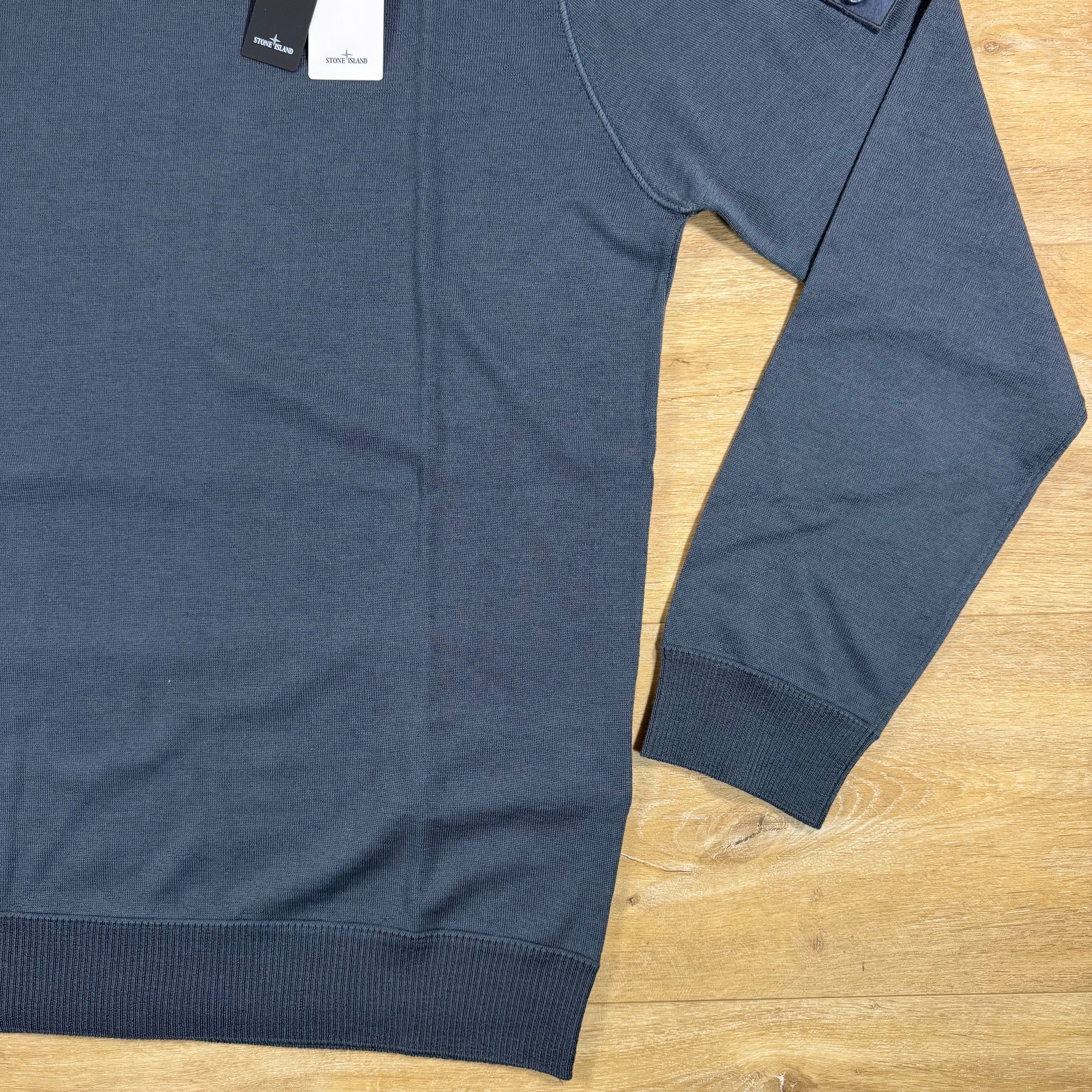 Stone Island Ghost Pure Light RWS Wool Crewneck Jumper in Slate Blue