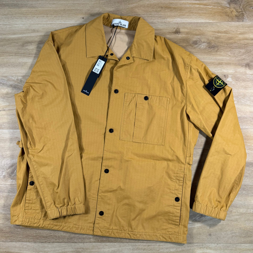 Stone Island Double-Coated Ripstop Overshirt in Mustard