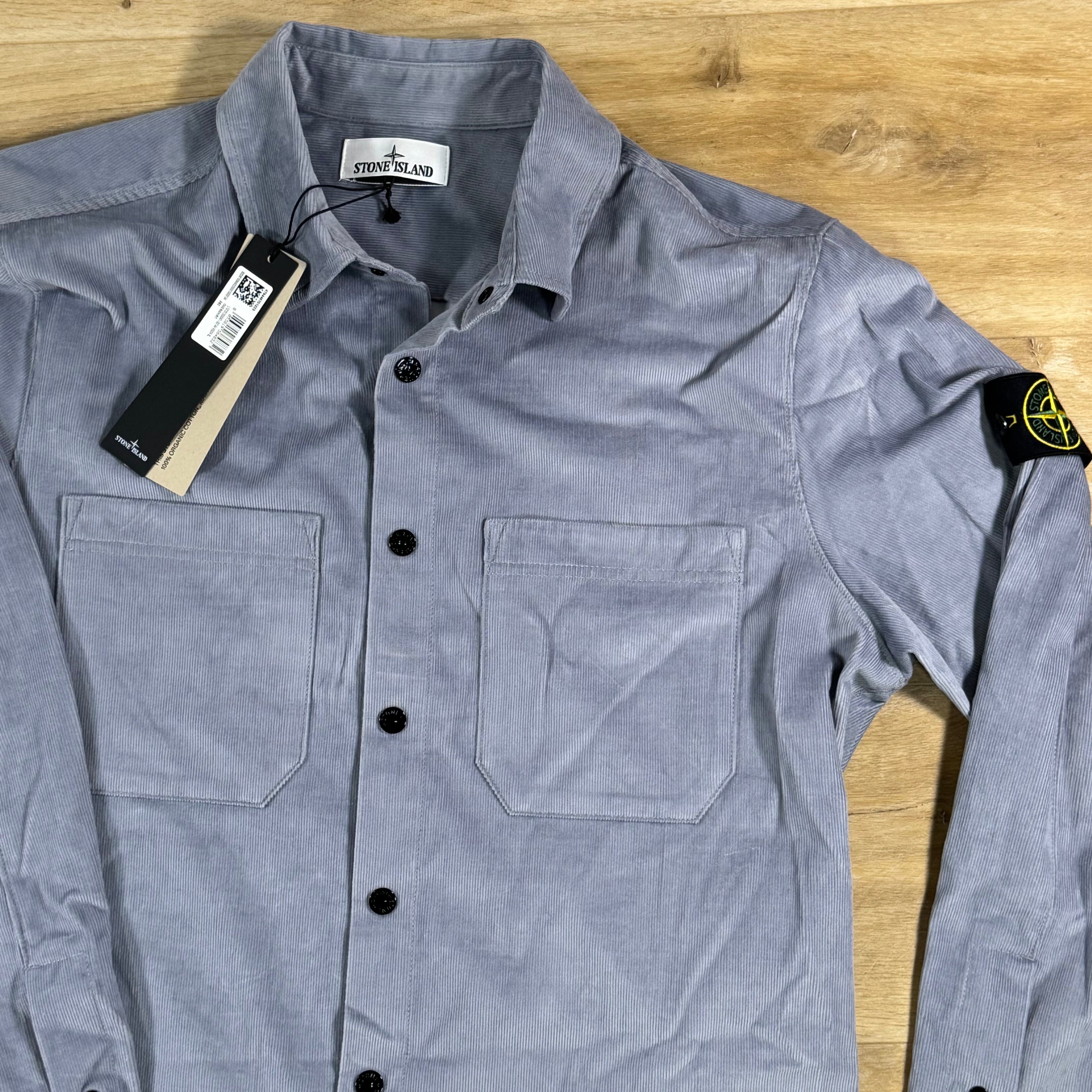 Stone Island Micro-Corduroy Overshirt in Avio Blue