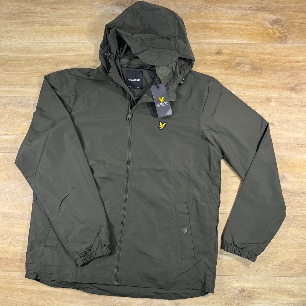 Lyle & Scott Water Resistant Hooded Jacket in Olive