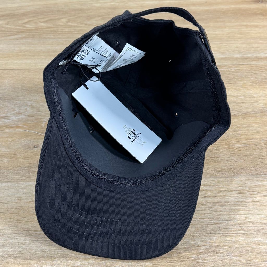 C.P. Company Gabardine Logo Cap in Black
