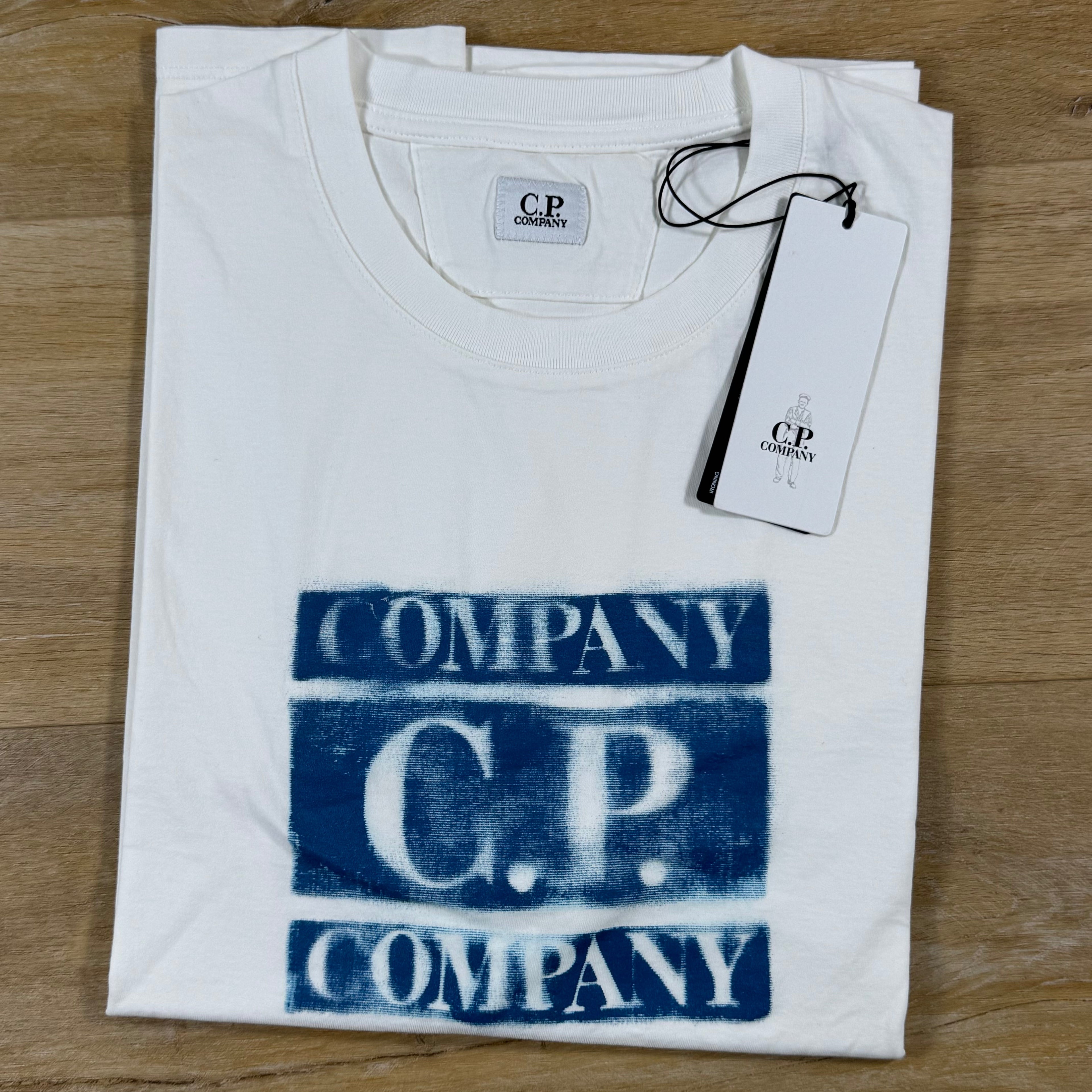 C.P. Company Faded Logo T-Shirt in Gauze White