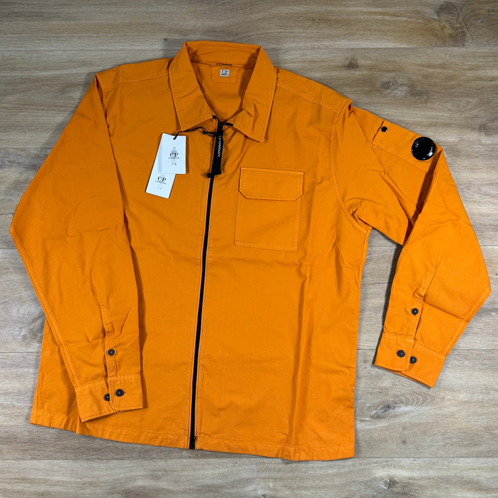 C.P. Company Organic Gabardine Lens Overshirt in Desert Sun