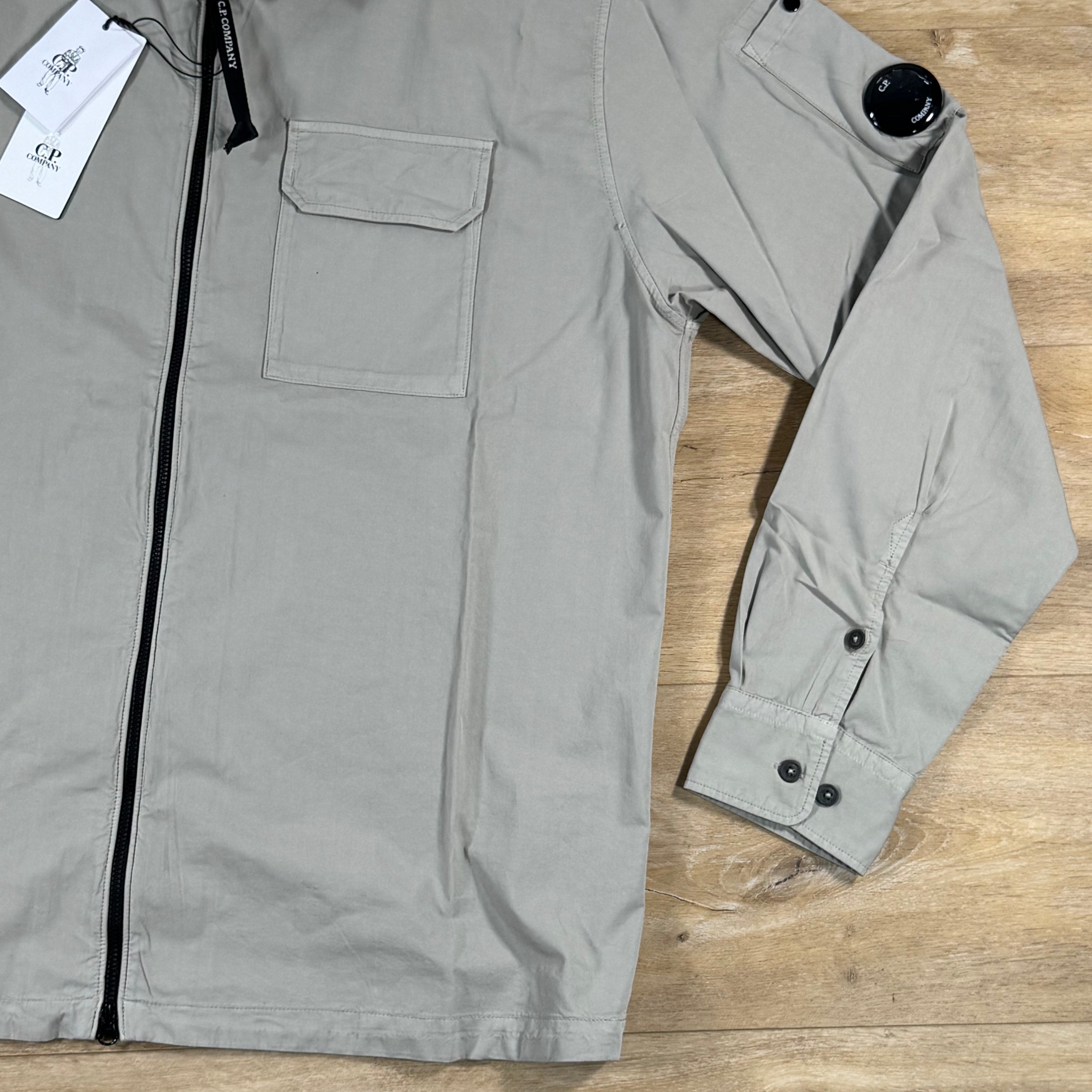 C.P. Company Organic Gabardine Lens Overshirt in Dove