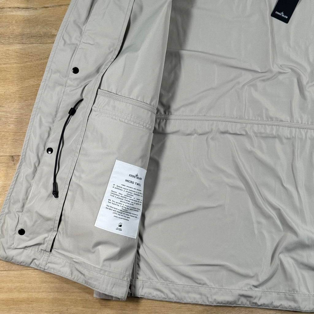 Stone Island Micro Twill Short Hooded Parka in Pearl Grey