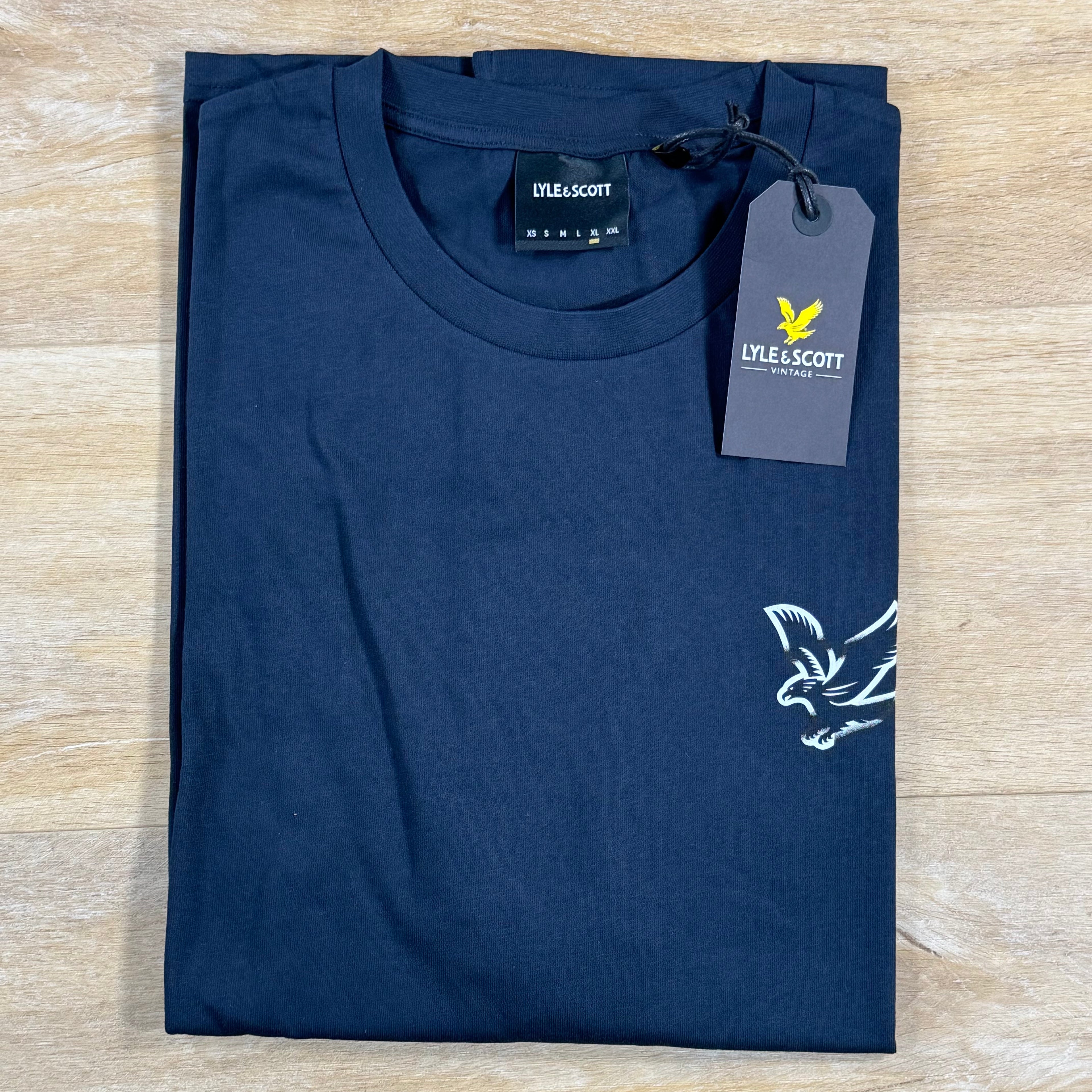 Lyle & Scott Chrome Graphic Eagle T-Shirt in Dark Navy