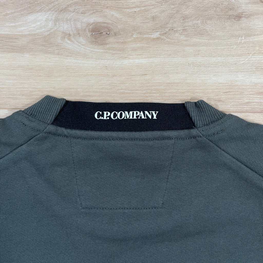C.P. Company Diagonal Raised Fleece Crewneck Lens Sweatshirt in Dark Shadow