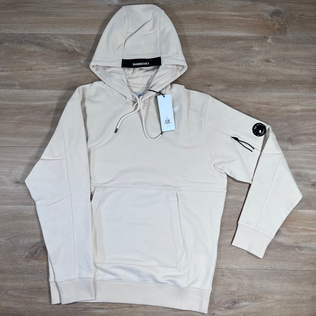 C.P. Company Diagonal Raised Fleece Lens Hoodie in Pistachio Shell