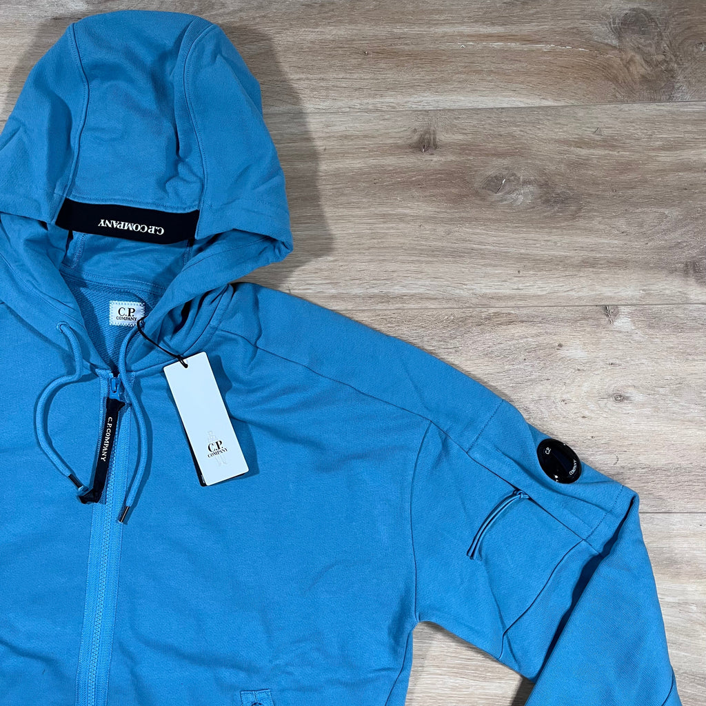 C.P. Company Diagonal Raised Zipped Lens Hoodie in Aegean Blue