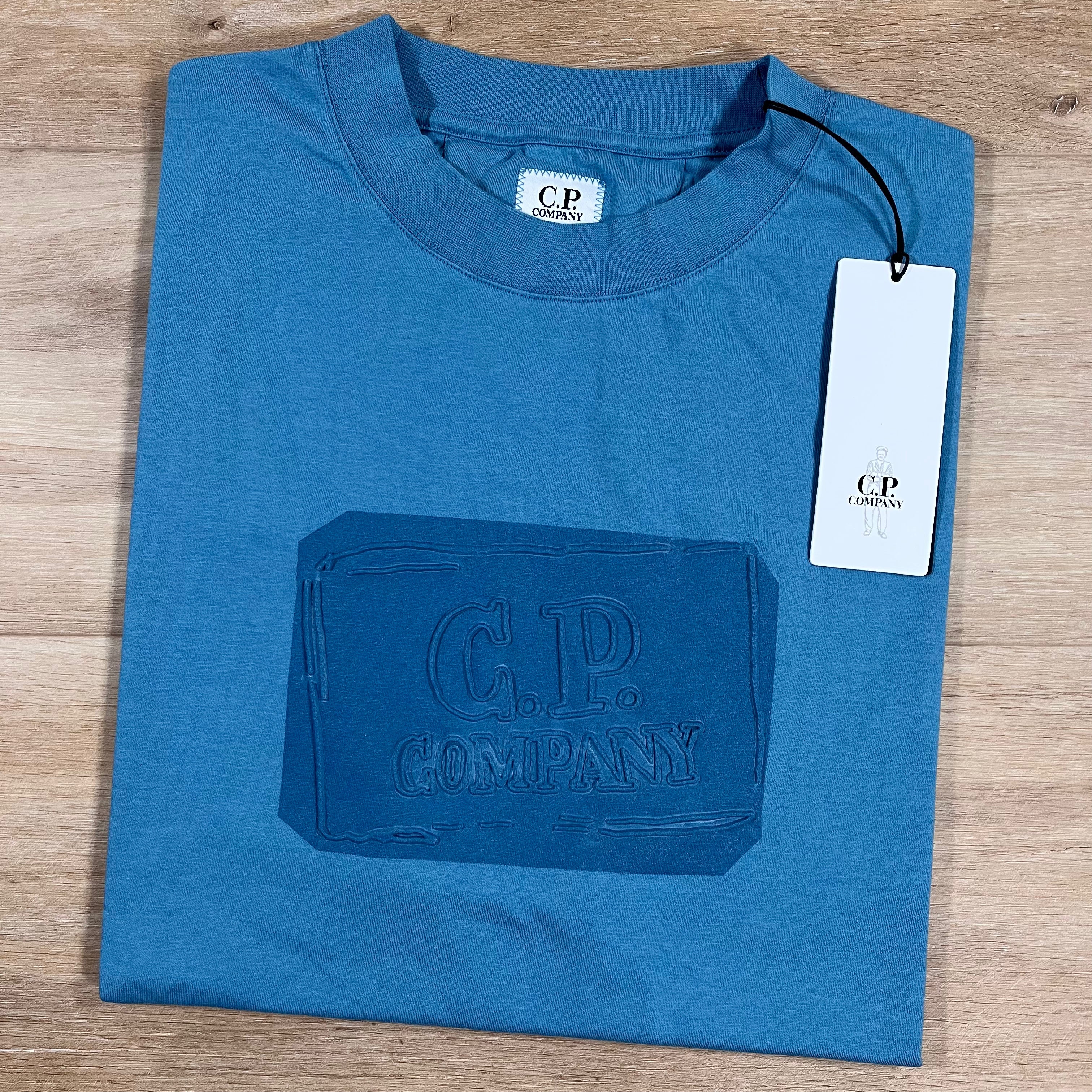 C.P. Company 30/1 Jersey Logo T-Shirt in Aegean Blue
