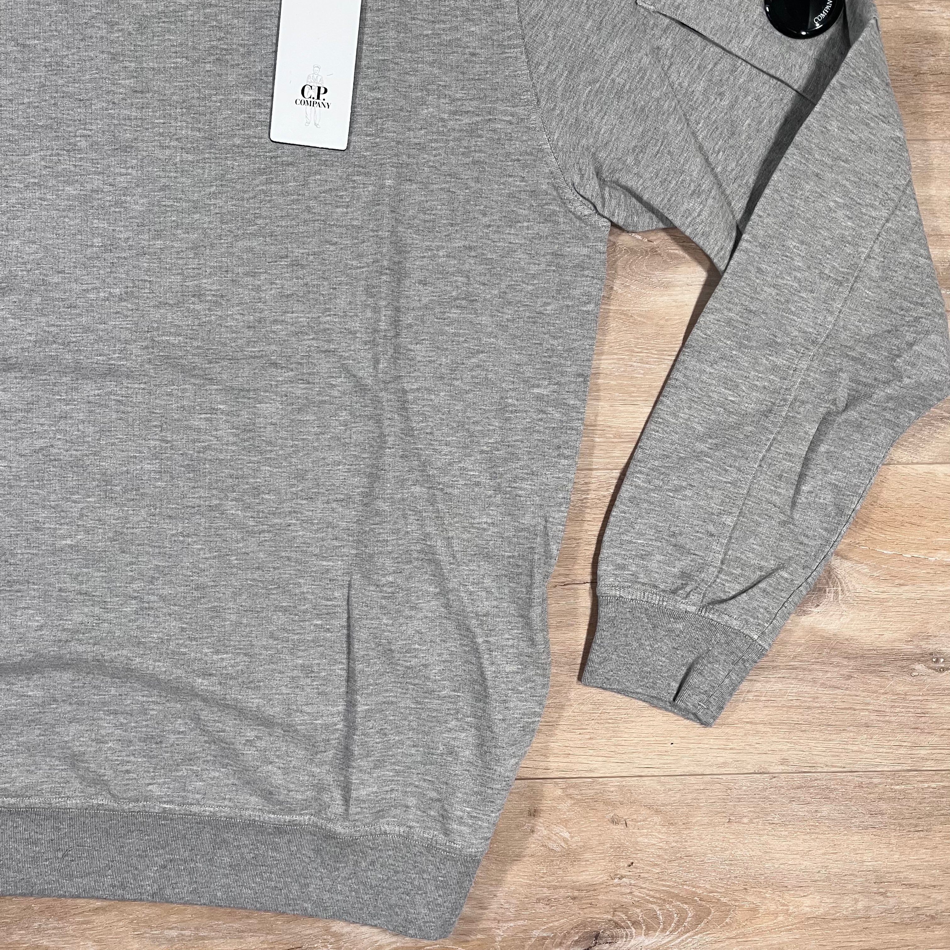 C.P. Company Light Fleece Crewneck Lens Sweatshirt in Grey Melange