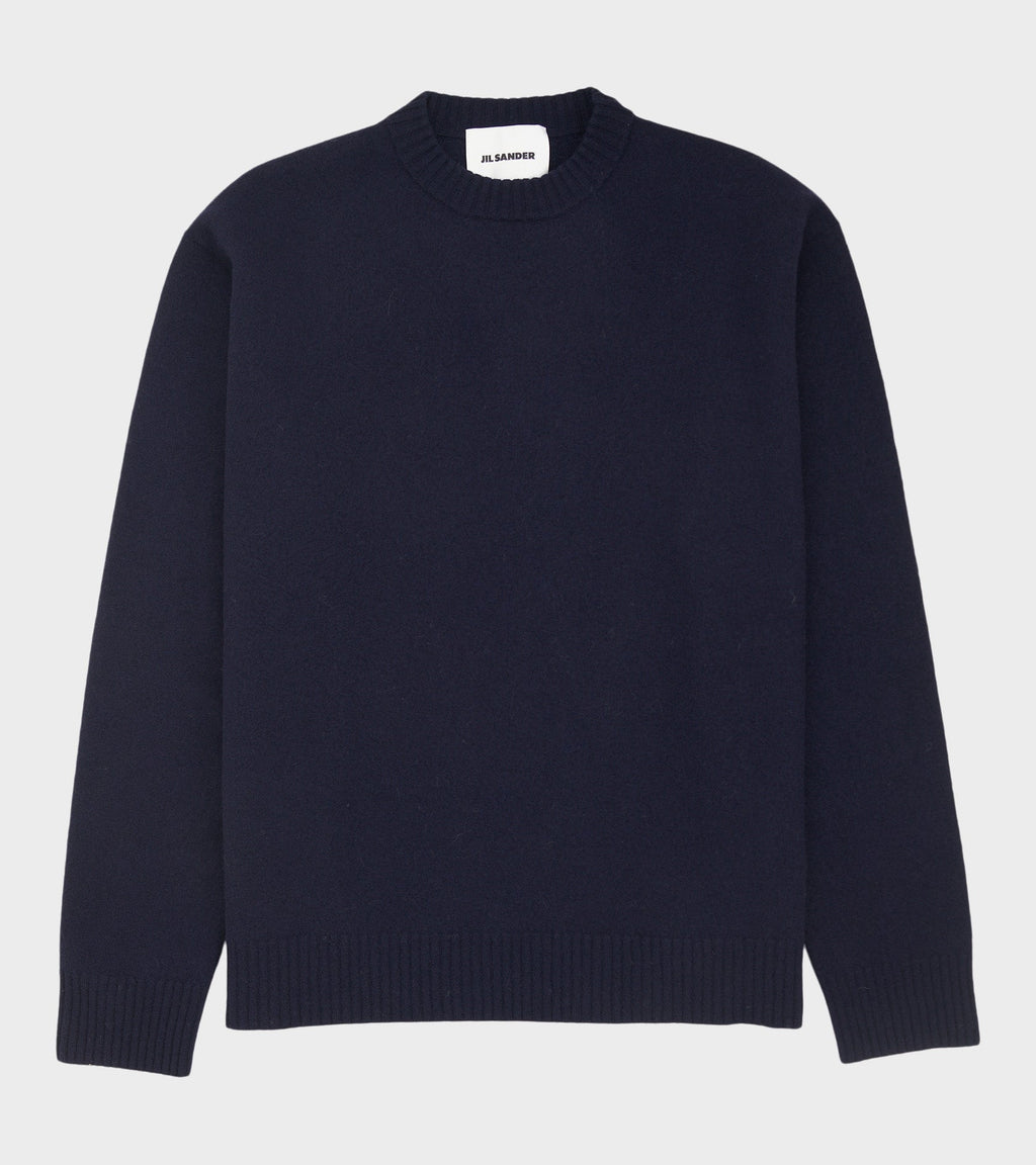 Lightweight Merino Boiled Wool Jumper Navy