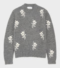 Wool Alpaca Flower Intarsia Knit Grey
