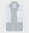 Patchwork Pinstriped Shirt White/Blue
