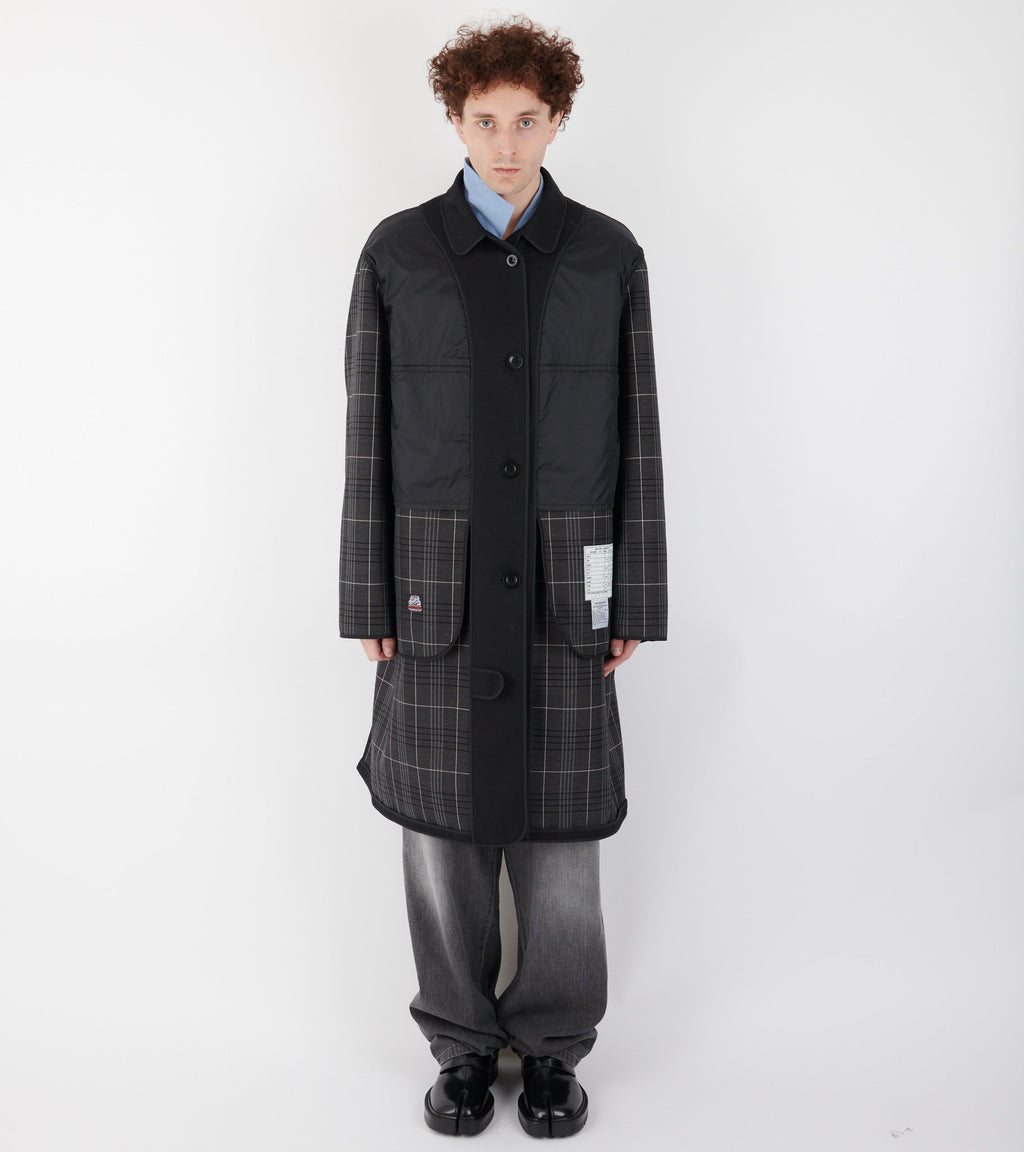 Reversible Checked Coat Black