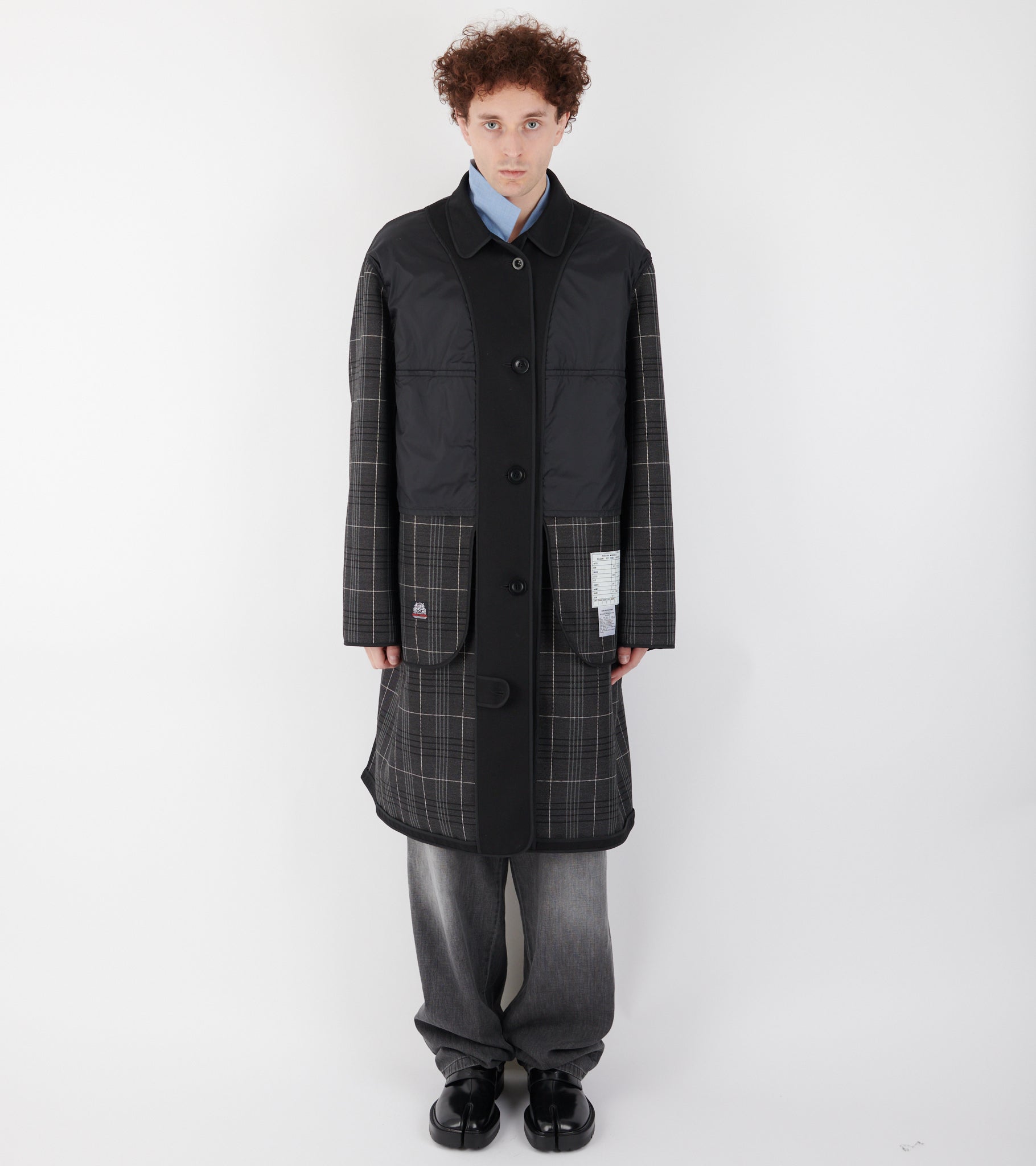 Reversible Checked Coat Black