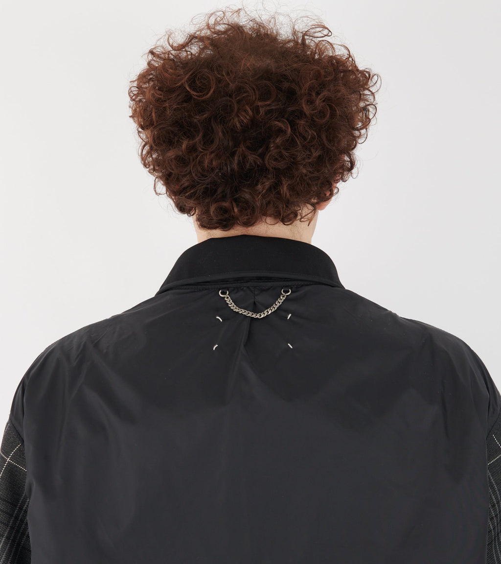 Reversible Checked Coat Black