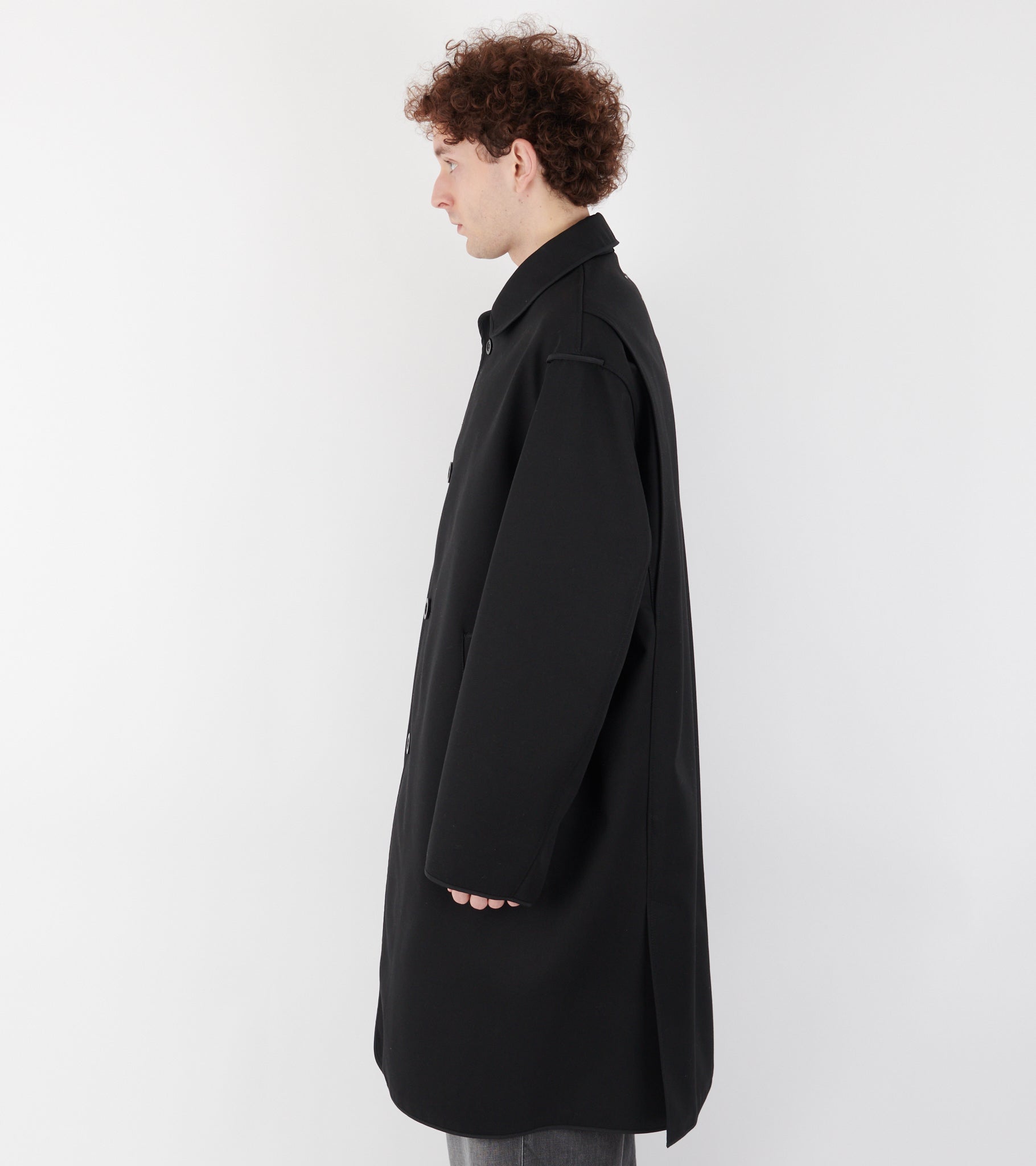Reversible Checked Coat Black