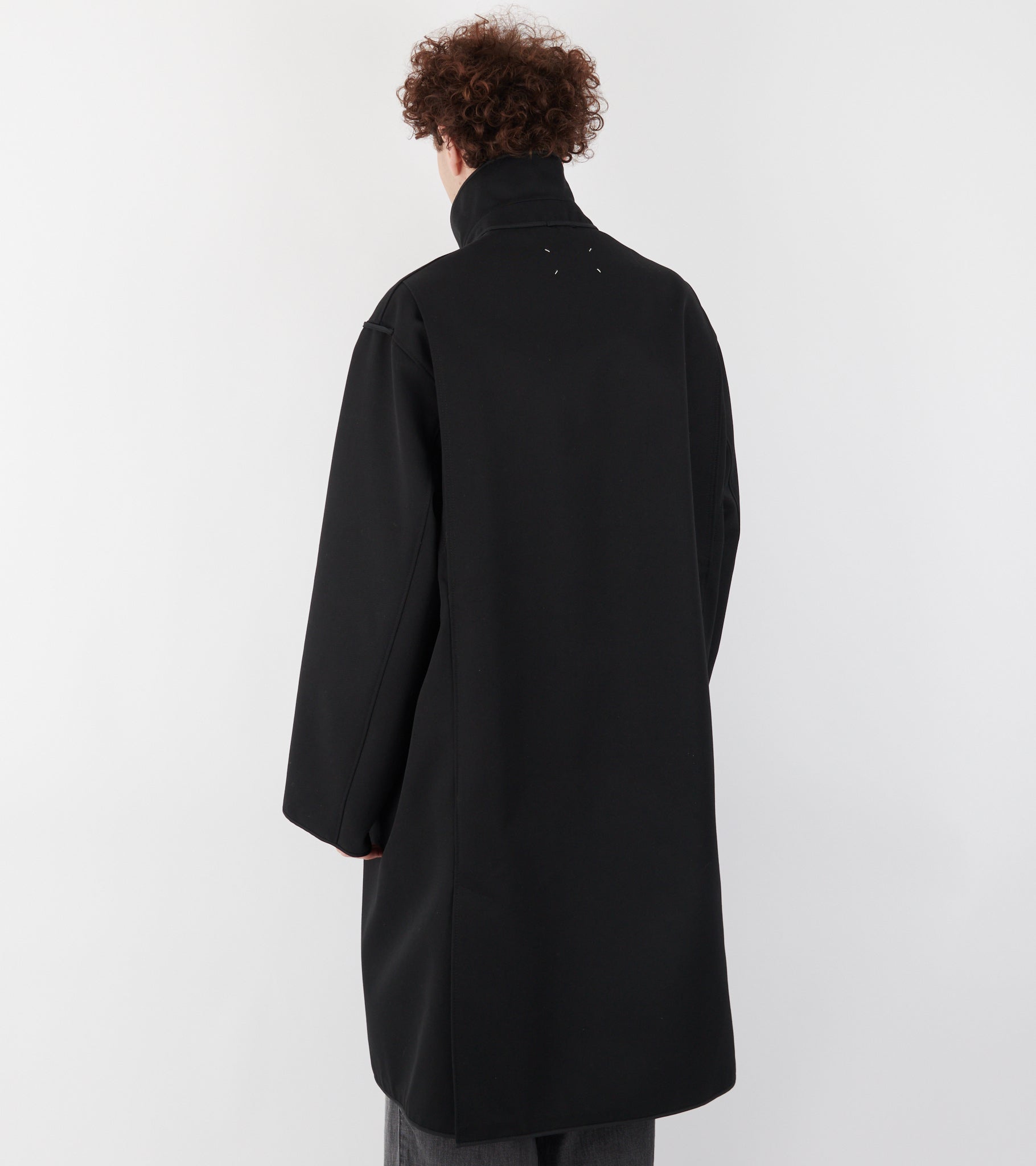 Reversible Checked Coat Black