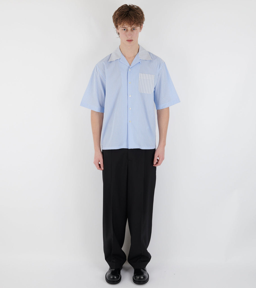 Striped Poplin S/S Shirt Light Blue
