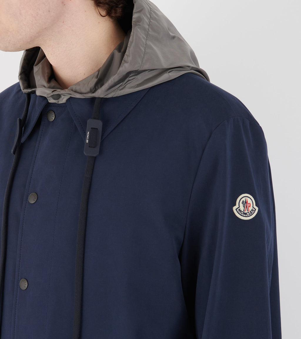 Kervoyal Hooded Long Down Parka Coat Navy Blue