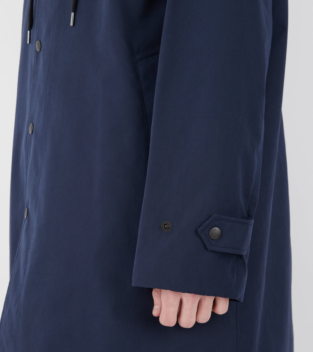 Kervoyal Hooded Long Down Parka Coat Navy Blue