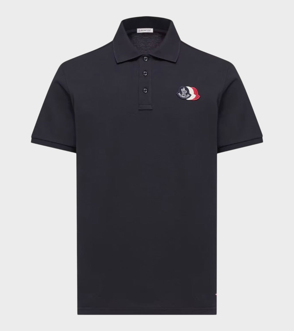 Logo Patch Cotton Pique Polo Shirt Navy