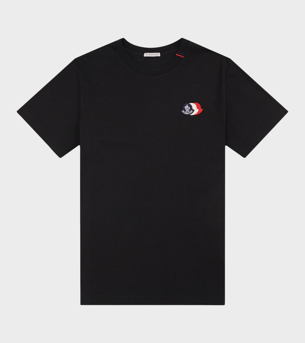 Embroidered Tricolor Logo Cotton T-shirt Black