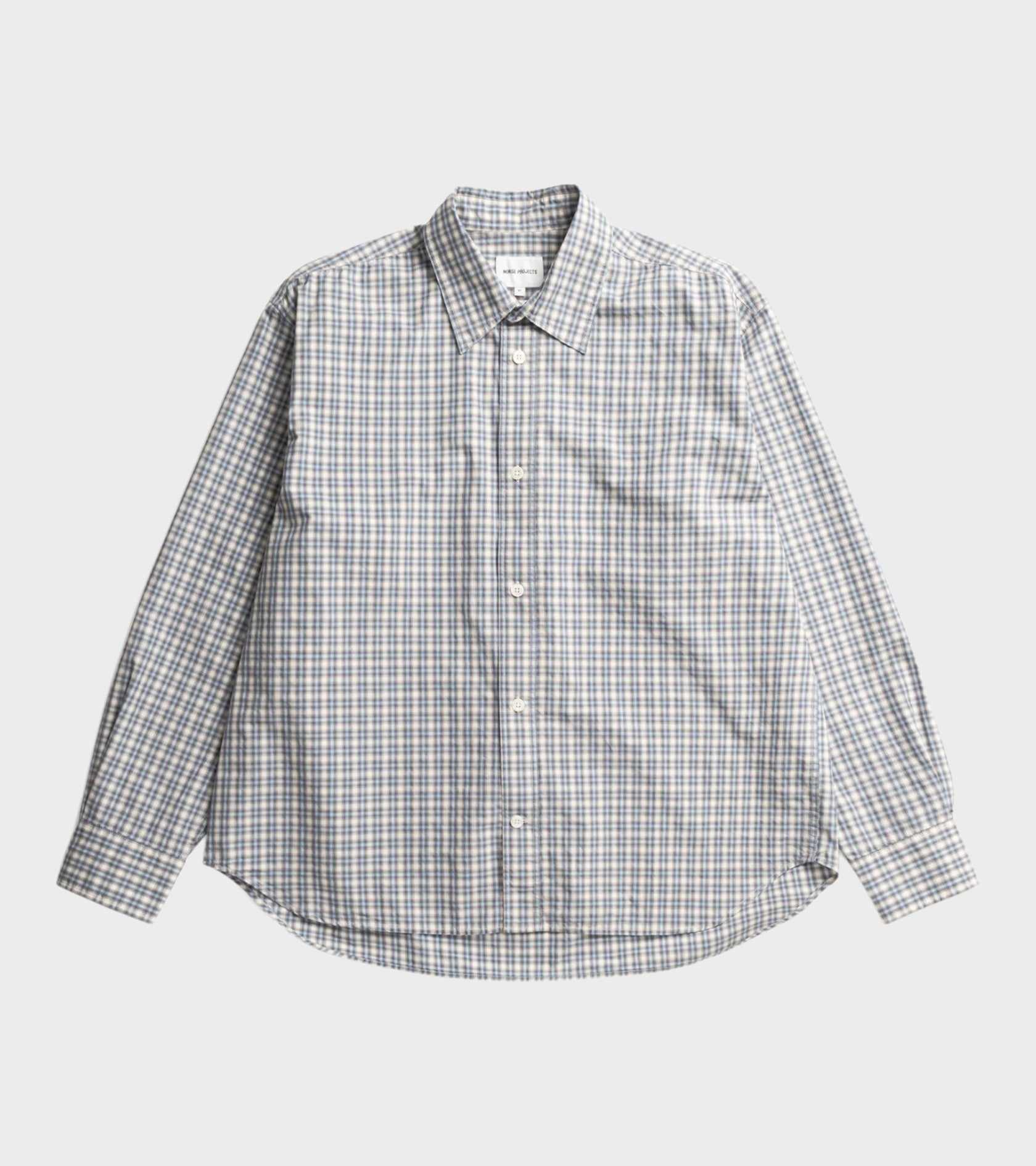 Falster Fine Check Oversize Shirt Cerulean