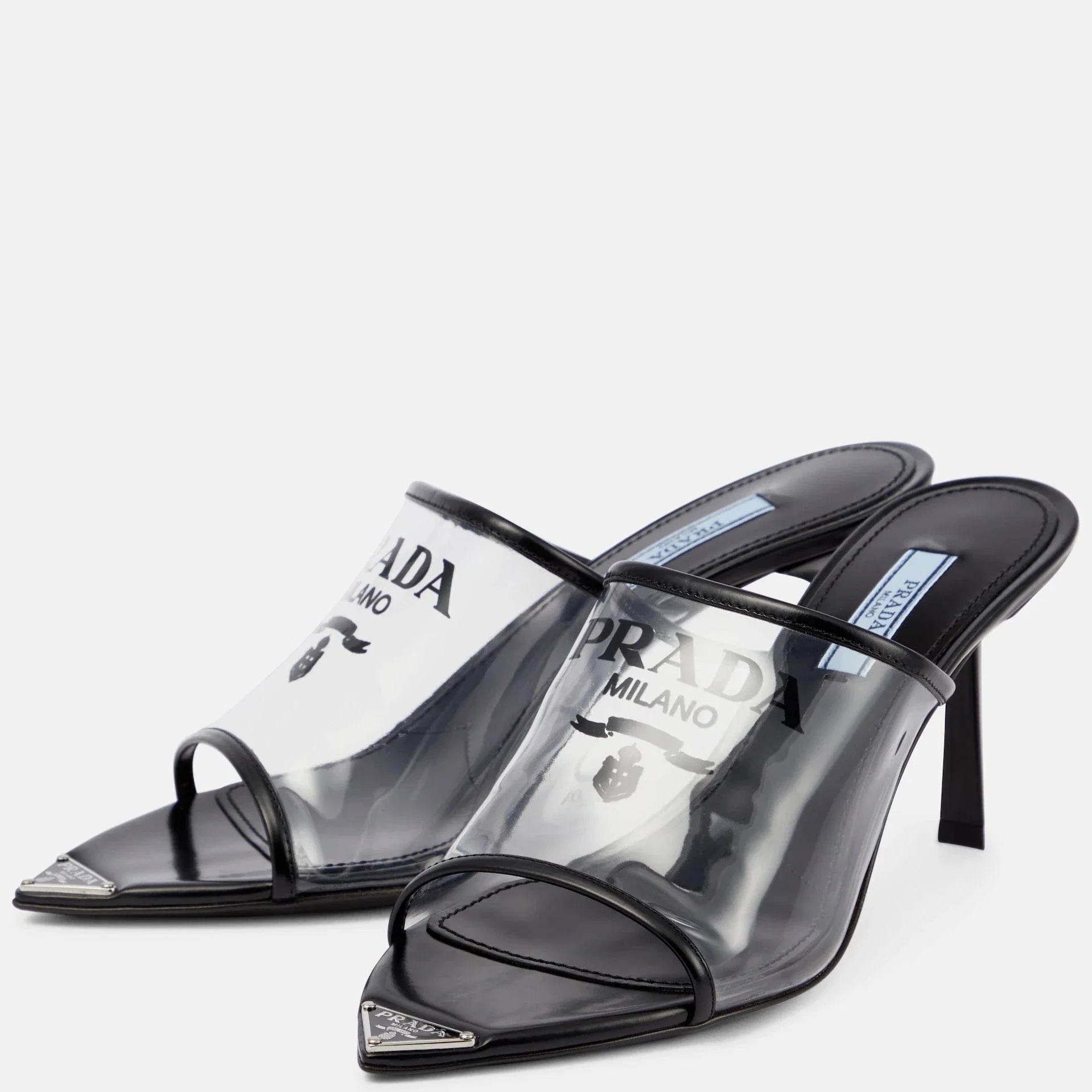 Womens Prada Logo PVC Heels