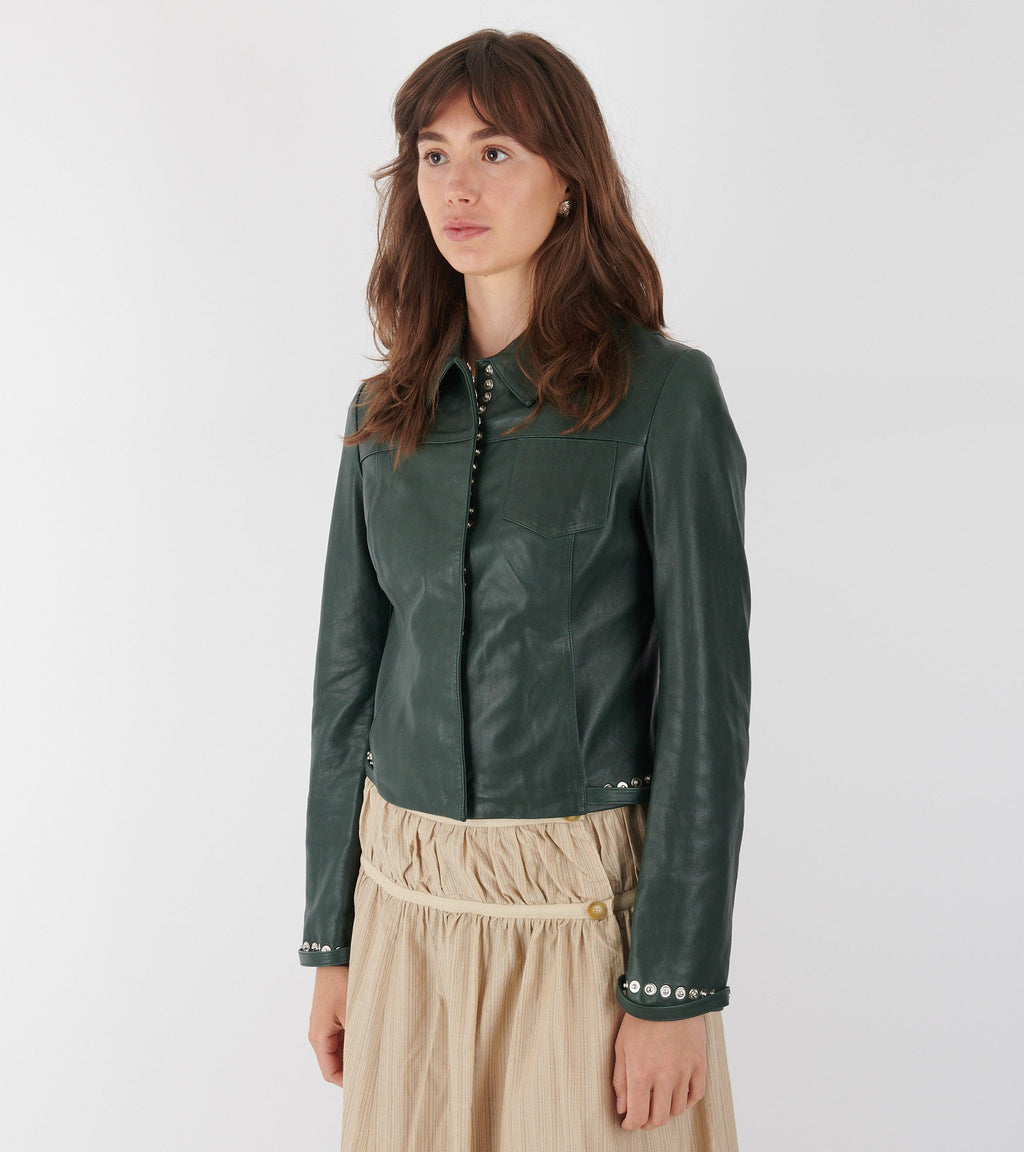 Octavia Leather Jacket Dark Green