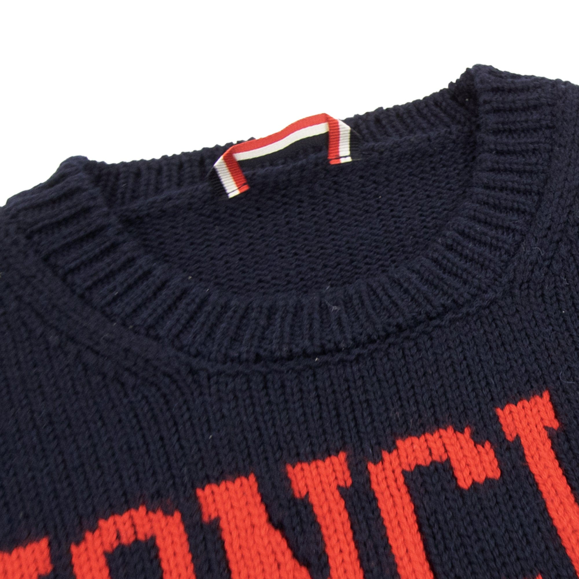 Pre-Loved Moncler Logo Knitted Sweatshirt Navy 778 Medium