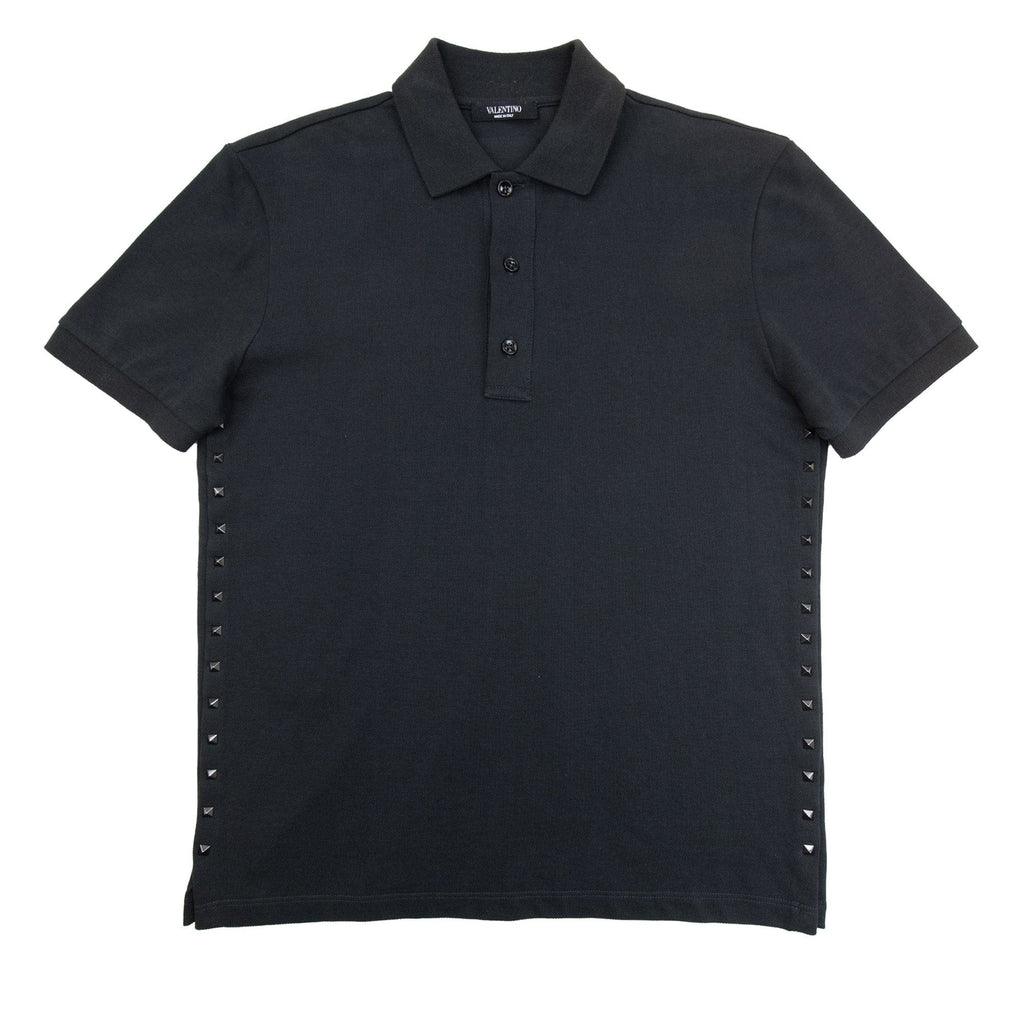 Pre-Loved Rock Stud Polo Shirt Black Small