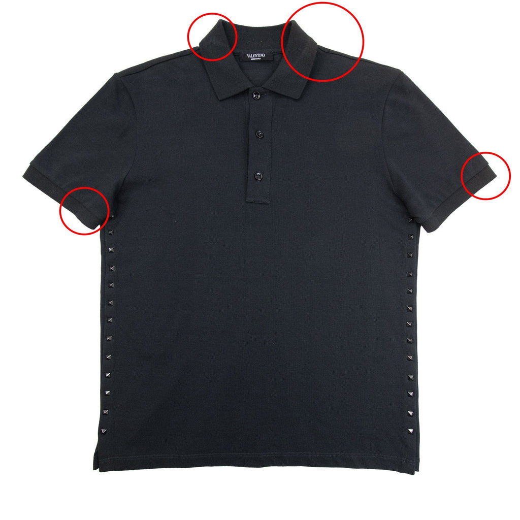 Pre-Loved Rock Stud Polo Shirt Black Small