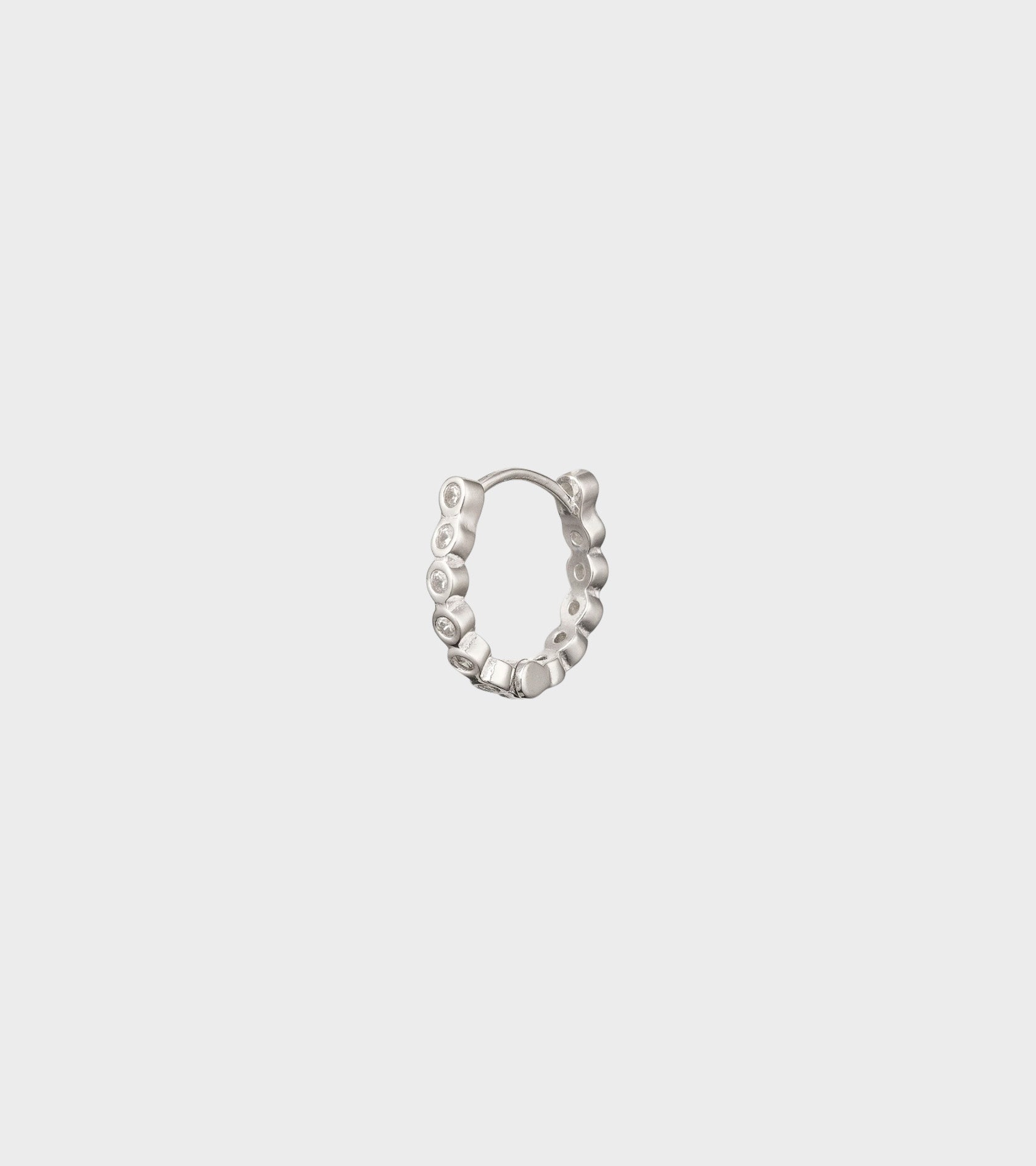 Zircon Hinge Hoop Silver
