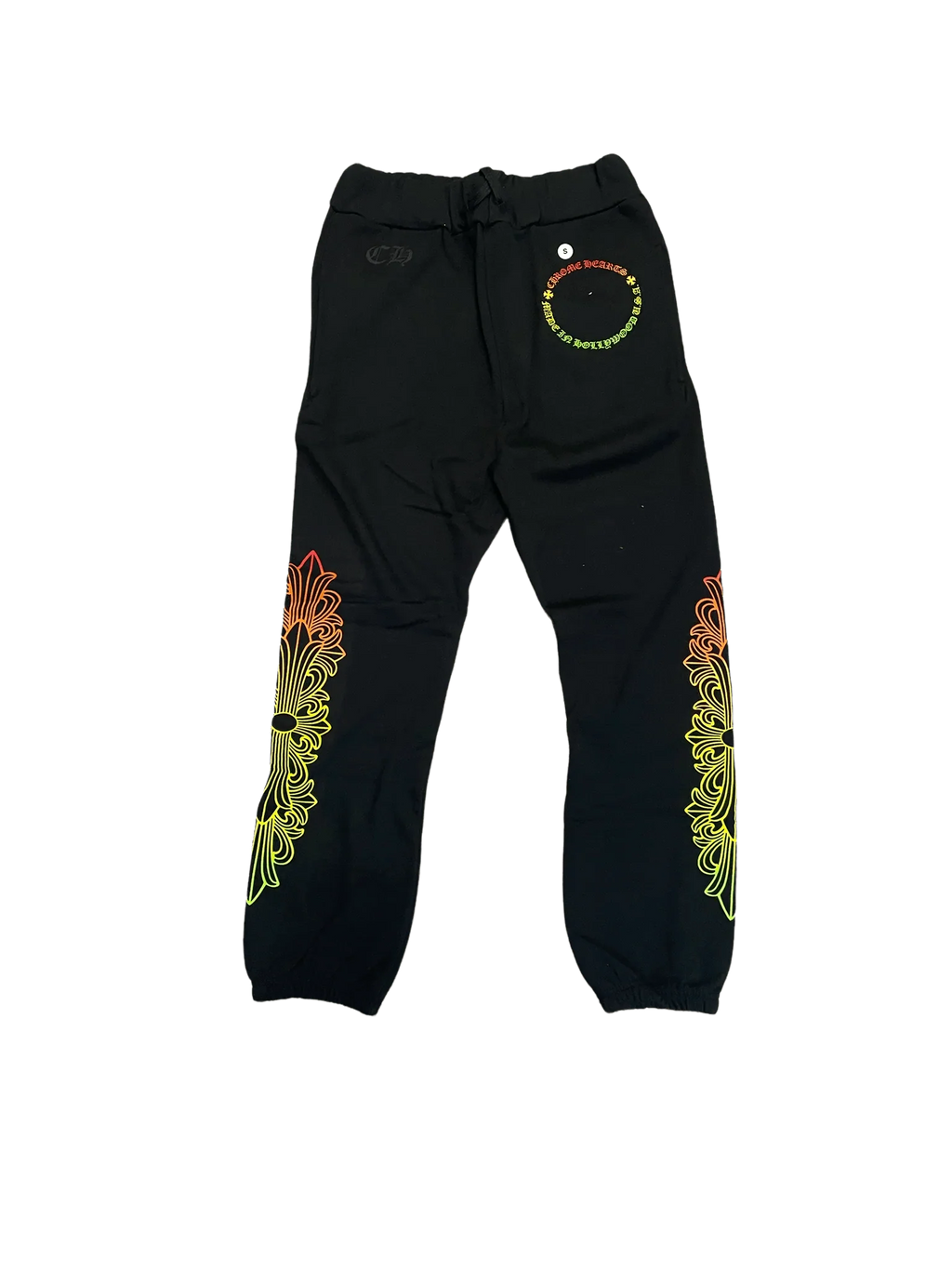 CHROME HEARTS MULTI COLOR HORSE SHOE FLORAL SWEATPANTS BLACK