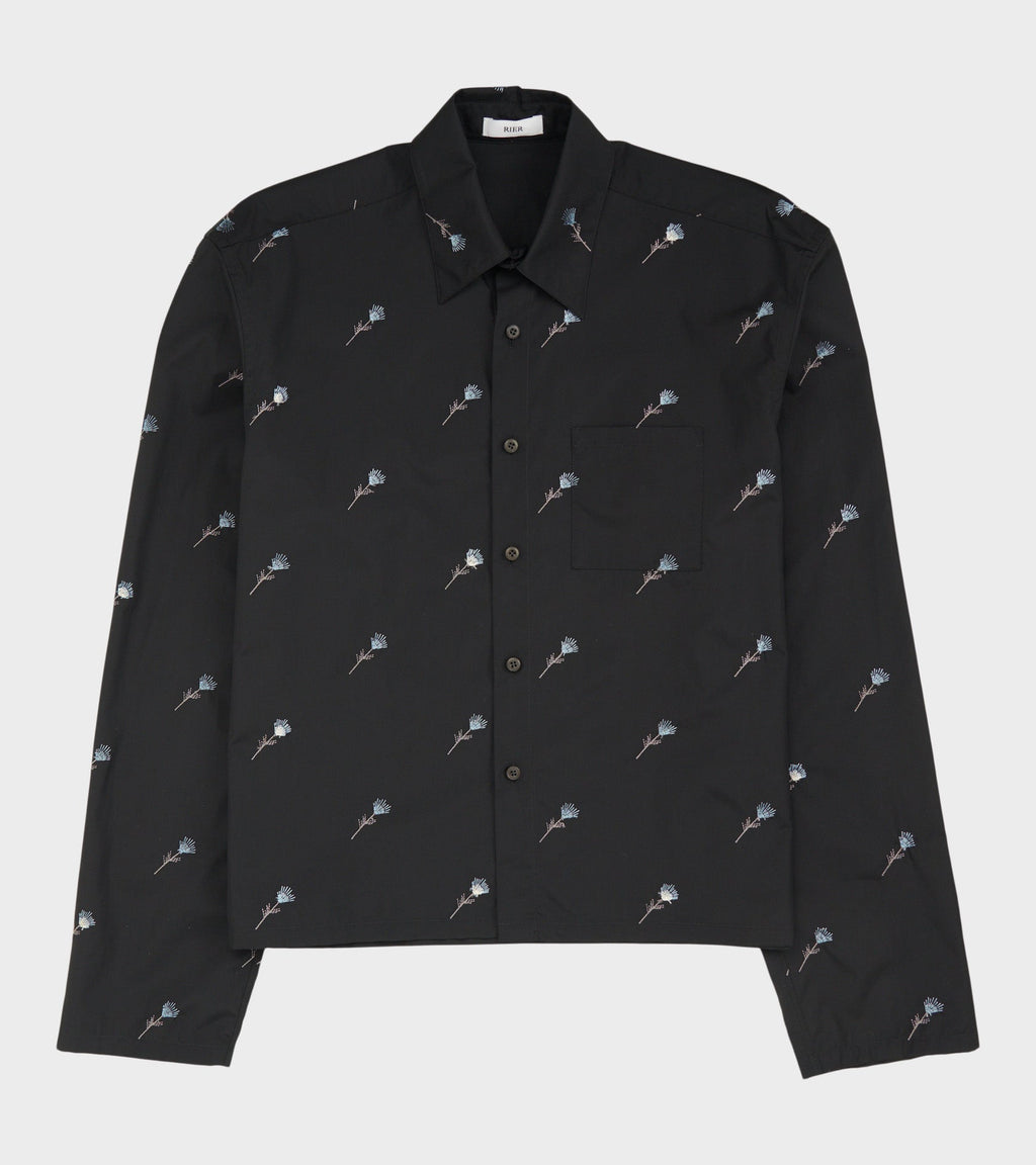 Poplin Shirt Mini Black Flowers