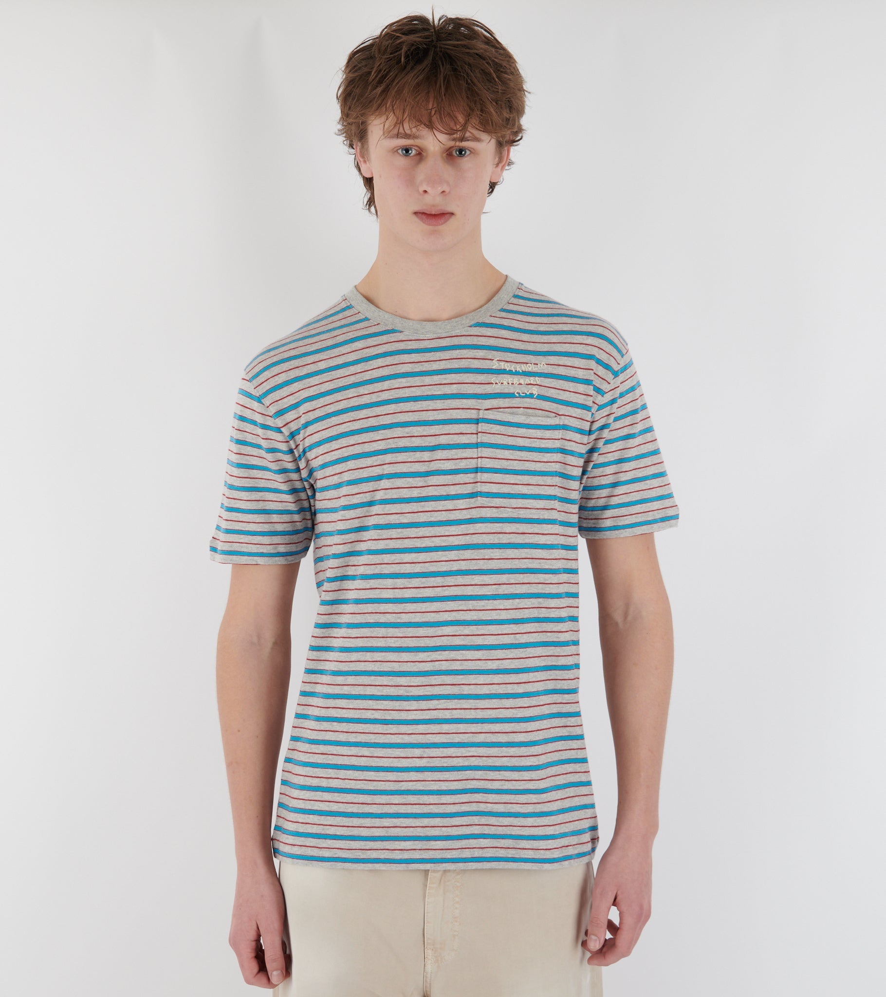 Franz Striped Pocket Tee Grey
