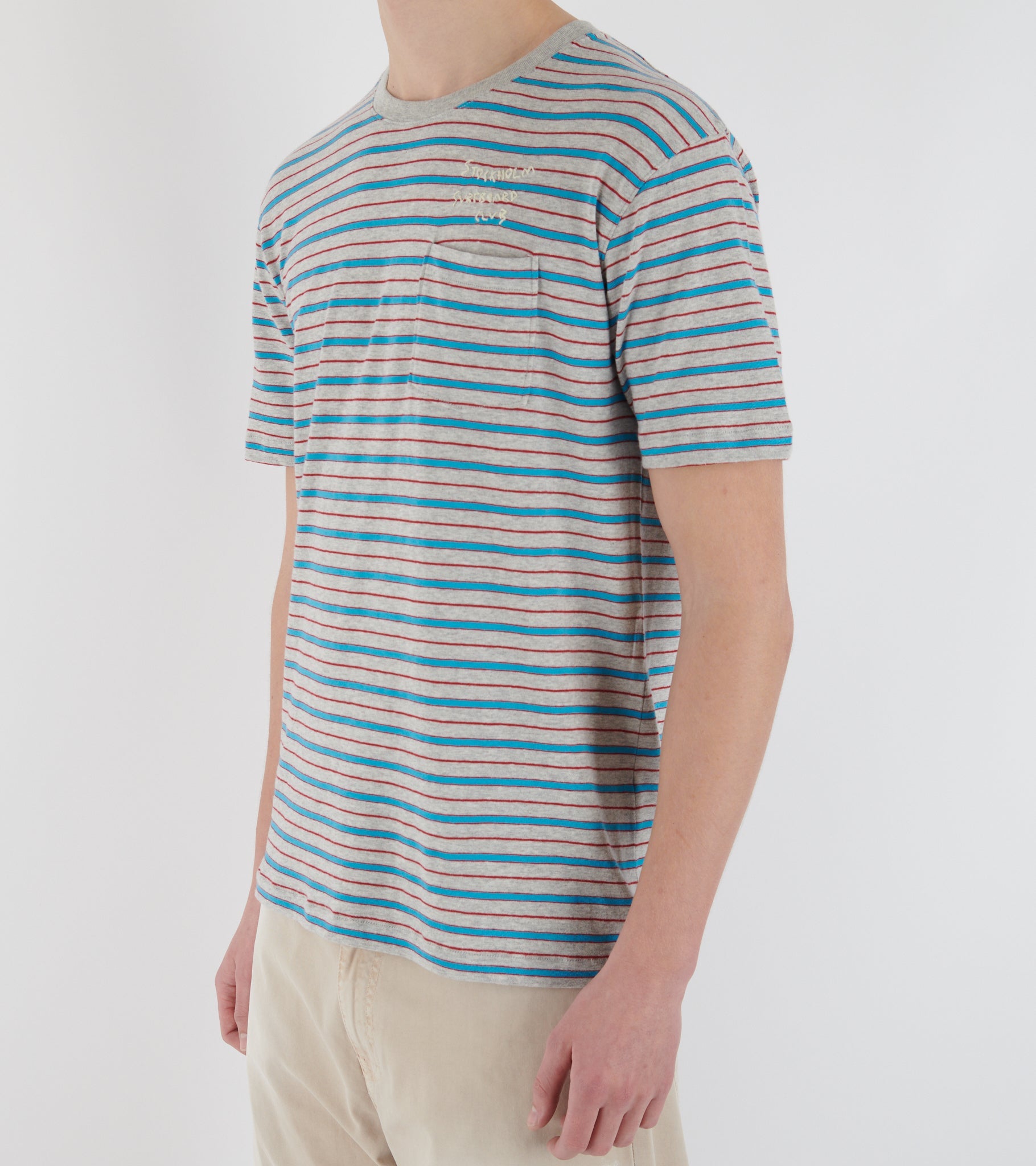 Franz Striped Pocket Tee Grey