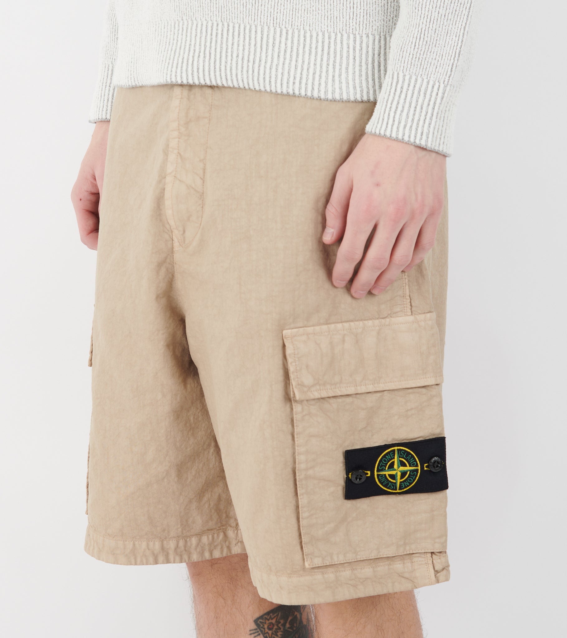 Loose Wide Leg Bermuda Shorts Beige