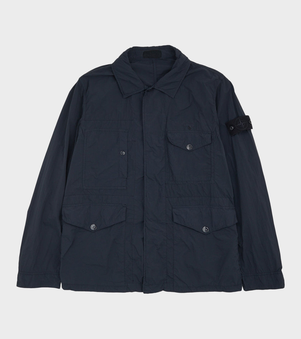 Nylon Smerigliato Ghost Piece Overshirt Navy