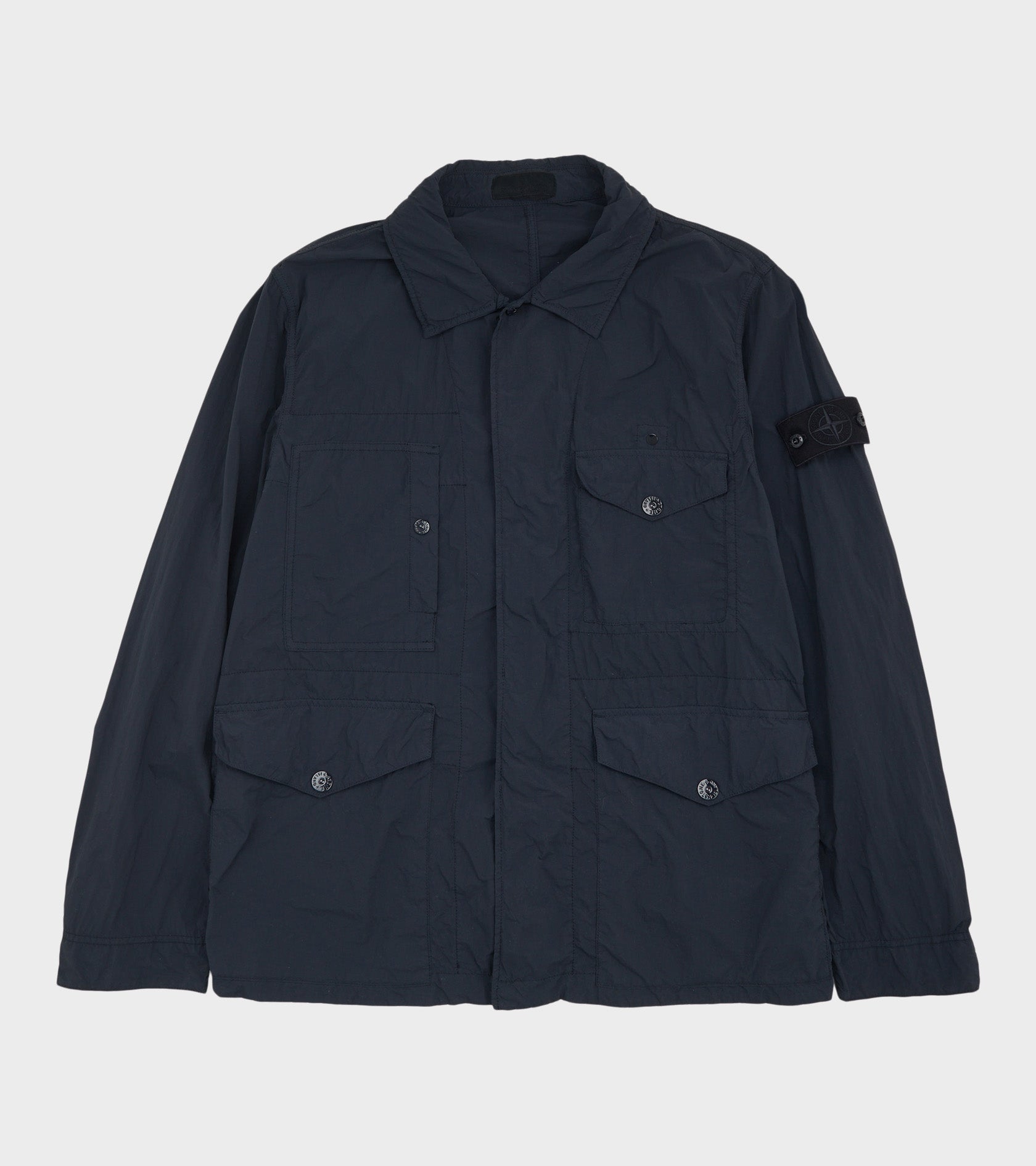 Nylon Smerigliato Ghost Piece Overshirt Navy