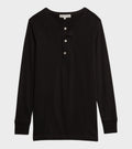 206 Men's Loopwheeled Henley Shirt Deep Black